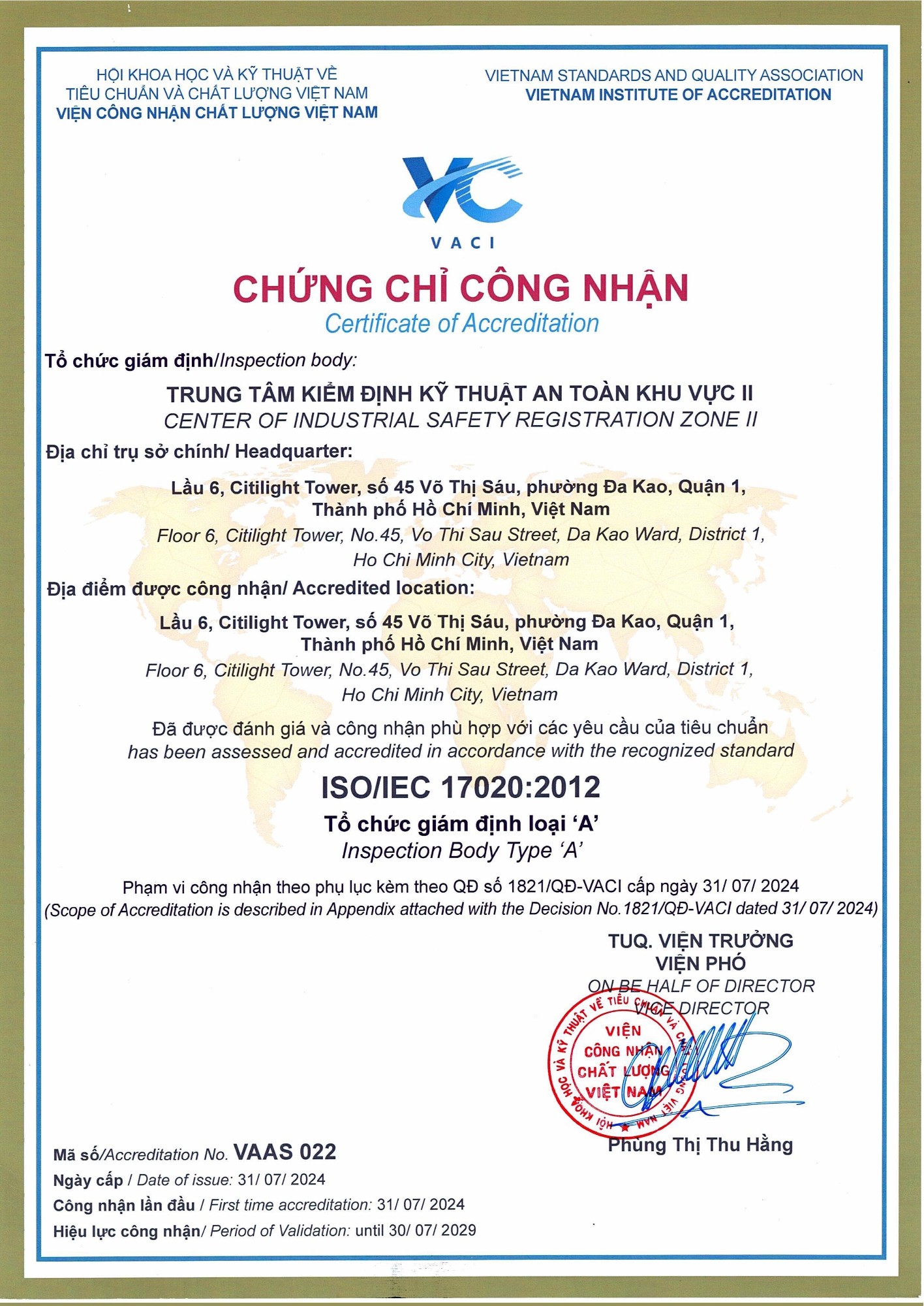 Quyết định công nhận VIAS 017 - năm 2022